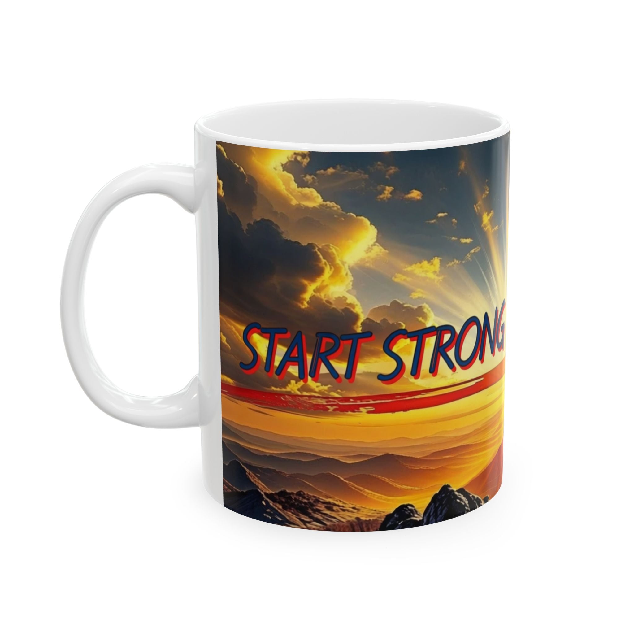 Sunrise Prayer Mug – "Have a Blessed & Stay Strong" Inspirational Ceramic Coffee Cup (11oz, 15oz)