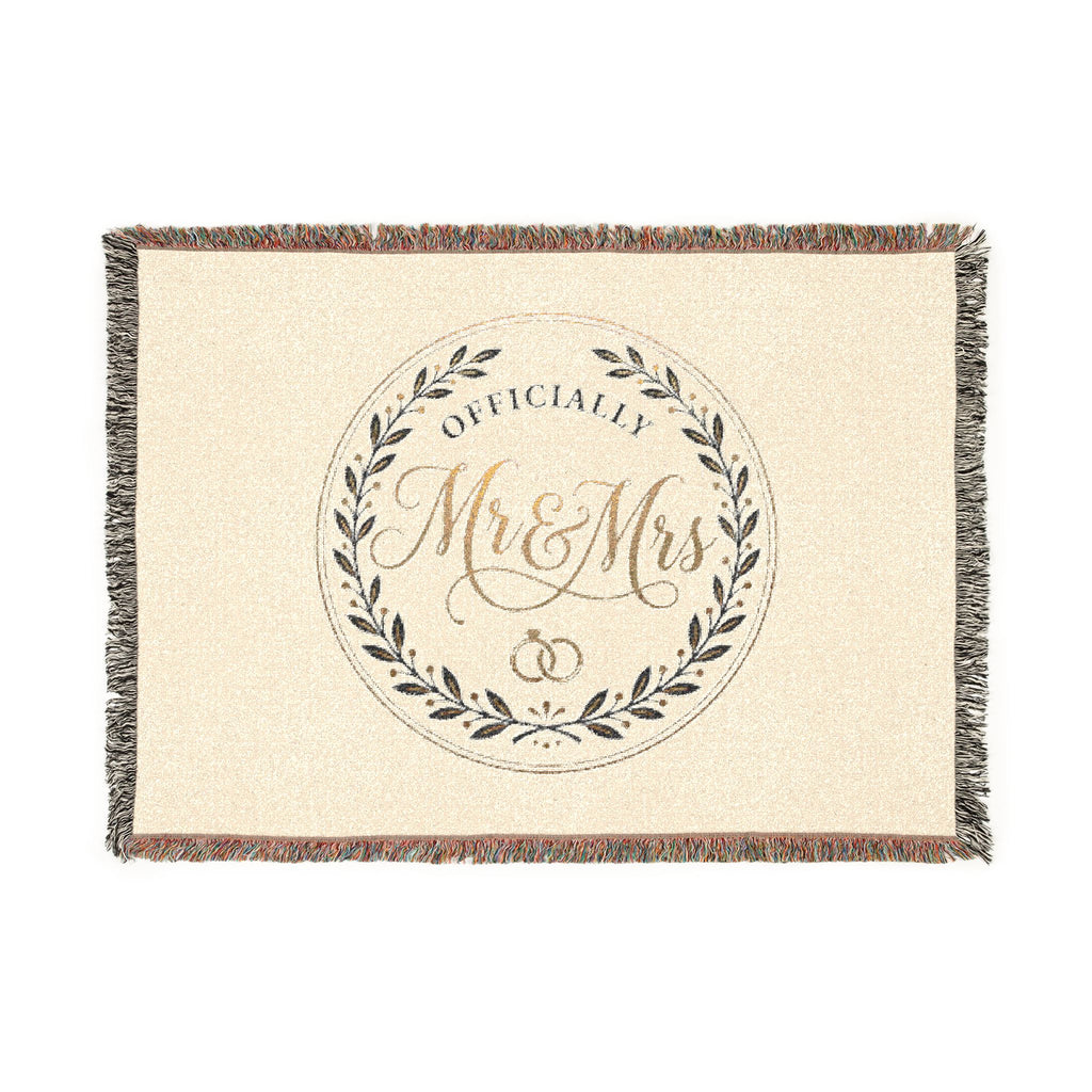 Mr. & Mrs. Woven Blanket — Personalized Wedding Throw with Laurel Seal