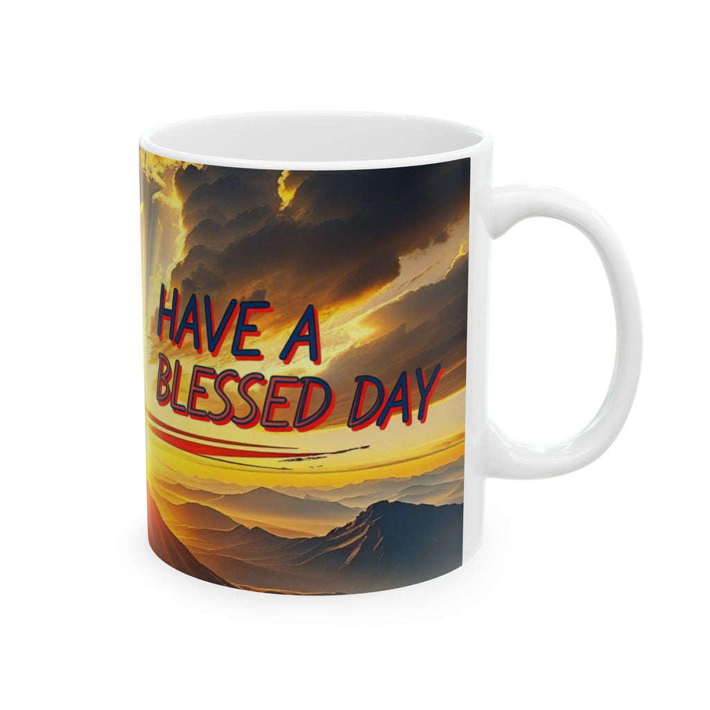 Sunrise Prayer Mug – "Have a Blessed & Stay Strong" Inspirational Ceramic Coffee Cup (11oz, 15oz)