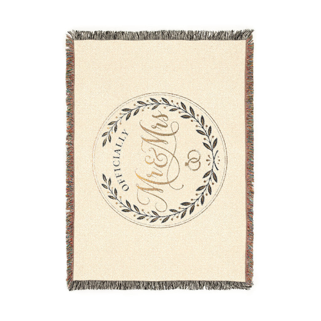 Mr. & Mrs. Woven Blanket — Personalized Wedding Throw with Laurel Seal