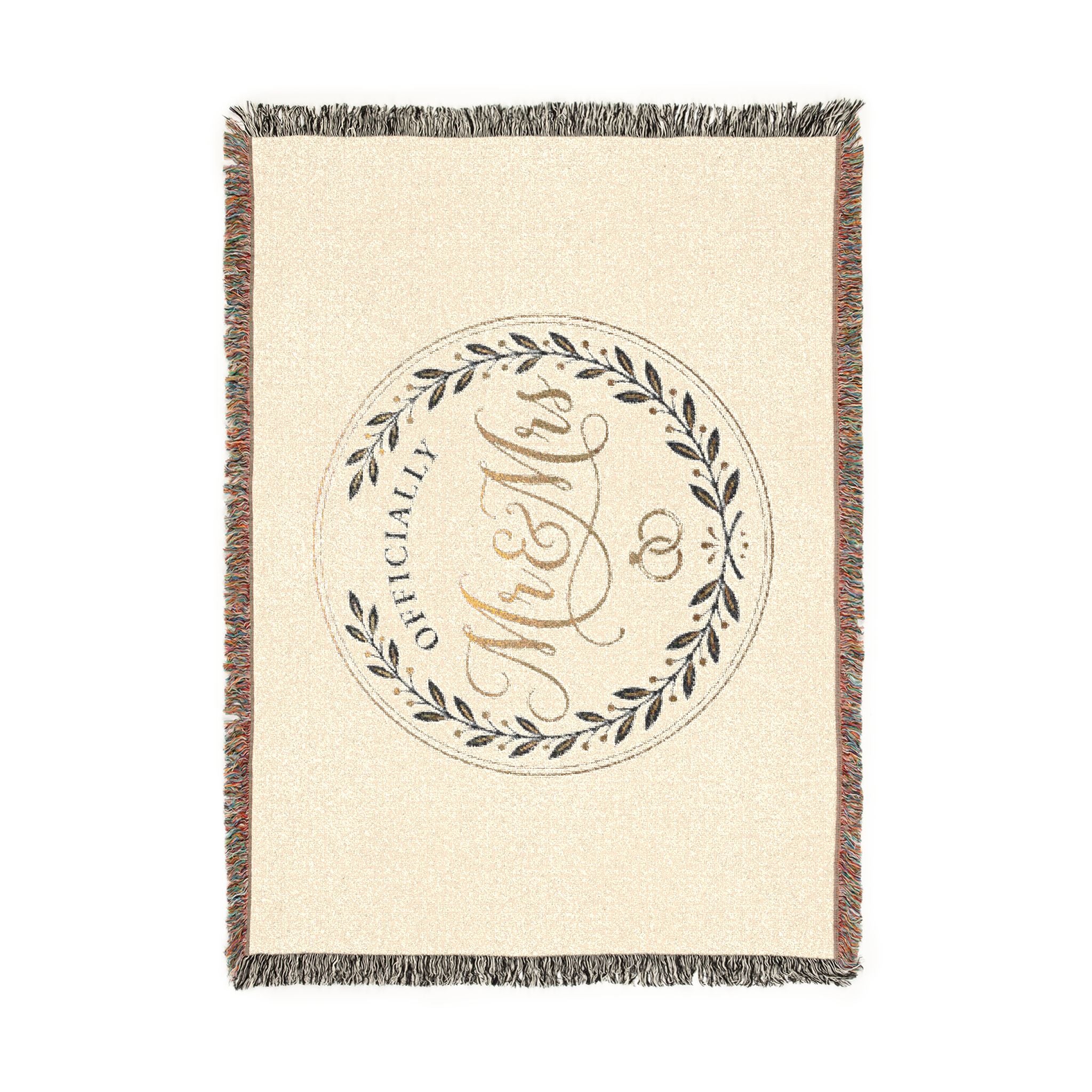 Mr. & Mrs. Woven Blanket — Personalized Wedding Throw with Laurel Seal
